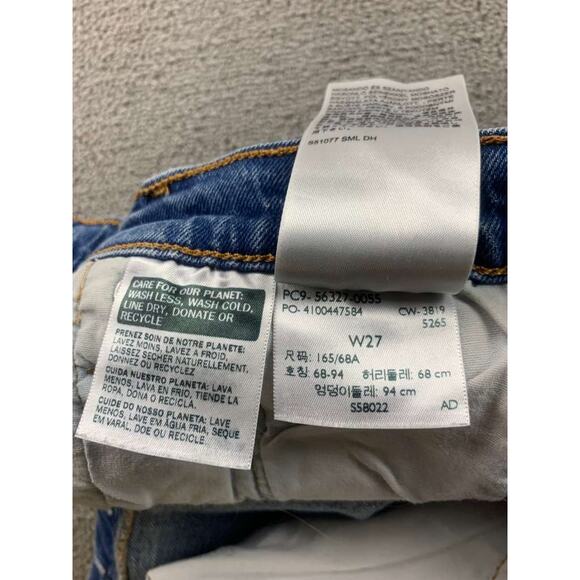 Levis 501 Cutoff Denim Shorts Women W27 Blue Raw Hem Frayed Logo Patch - Picture 4 of 10